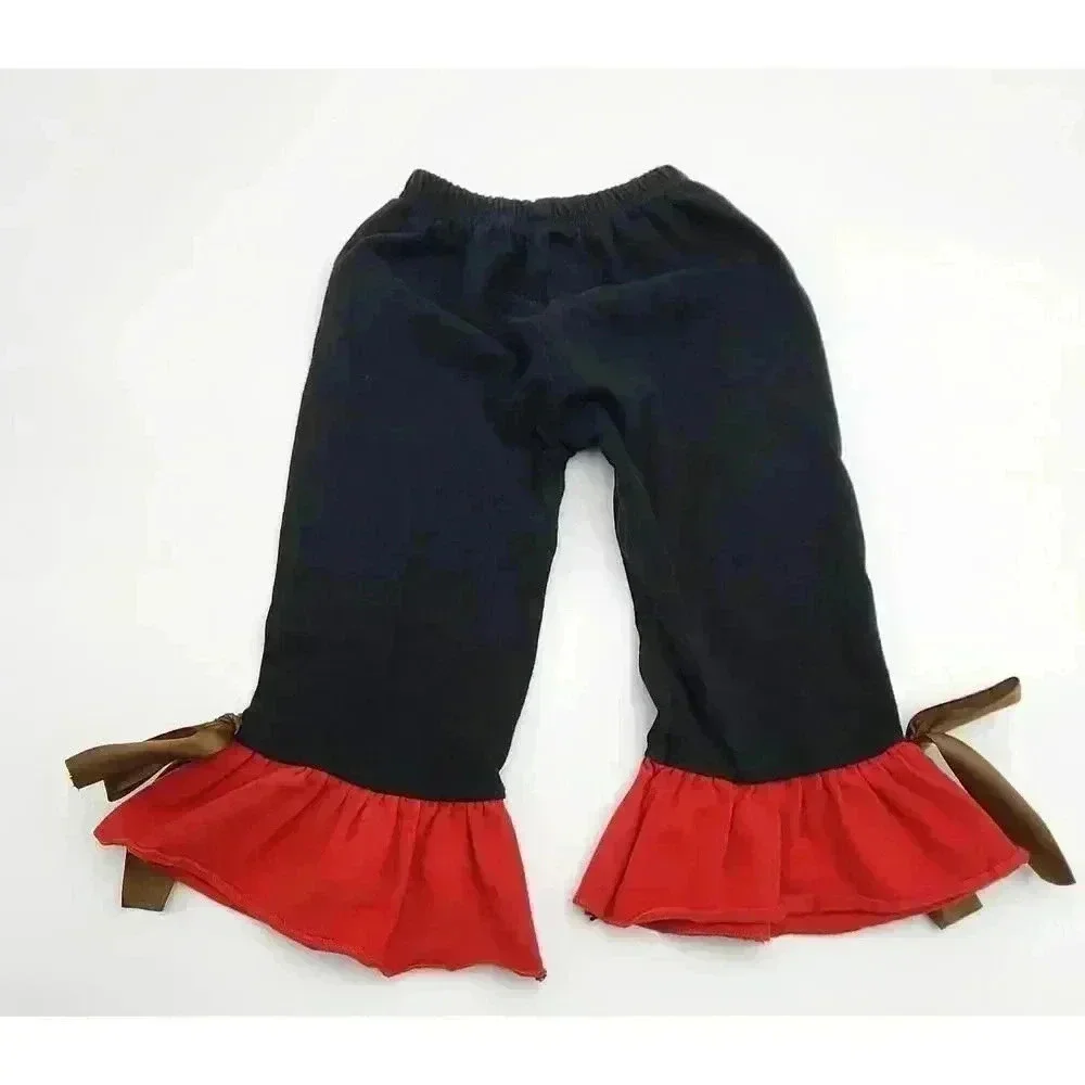 Boutique Girl's Size 12-18M Red, Black, and Animal Print Santa Ruffle Outfit